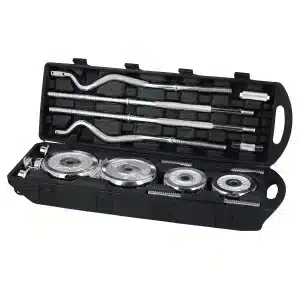 York Fitness 55 Kg Iron (Chrome) Weights Set With EZ Bar